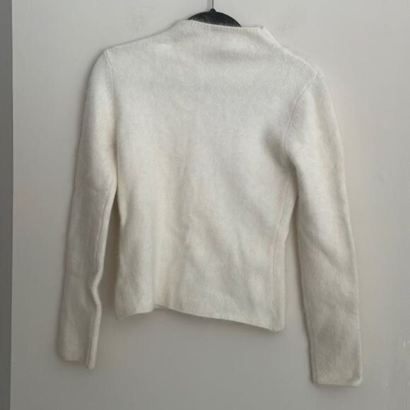 Twiggy Cream Off White Eyelash Stretch Knit Mock Neck Sweater - Picture 1 of 6